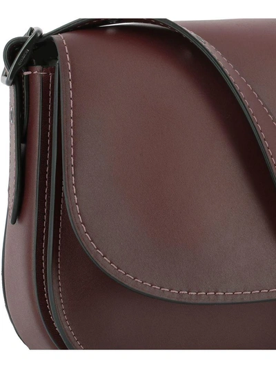 Shop Coach Bordeaux Leather Shoulder Bag In Red
