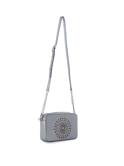 Shop Michael Kors Ginny Silver Metallic Leather Light-up Cross-body Bag With Stars In Argento