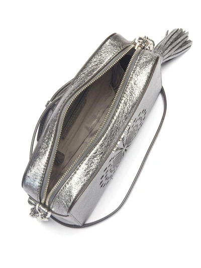 Shop Michael Kors Ginny Silver Metallic Leather Light-up Cross-body Bag With Stars In Argento