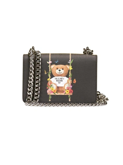 Shop Moschino Botanical Teddy Shoulder Bag In Nero Multicolor