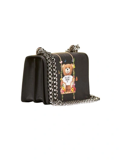 Shop Moschino Botanical Teddy Shoulder Bag In Nero Multicolor