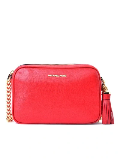 Shop Michael Michael Kors Ginny Bag In Red Textured Leather