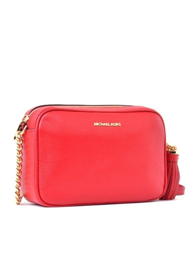 Shop Michael Michael Kors Ginny Bag In Red Textured Leather