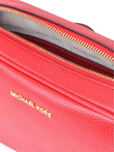Shop Michael Michael Kors Ginny Bag In Red Textured Leather