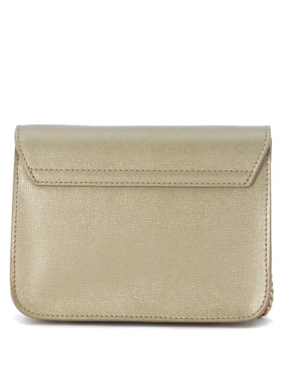 Shop Furla Metropolis Mini Golden Leather Shoulder Bag In Oro