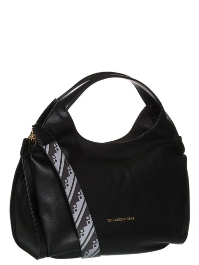 Shop Trussardi Jeans Bellflower Handbag In Black