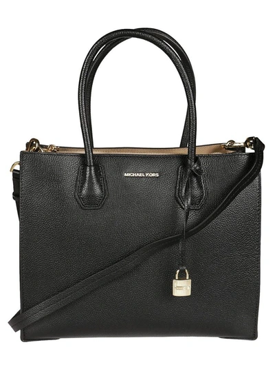 Shop Michael Kors Leather Tote In Nero