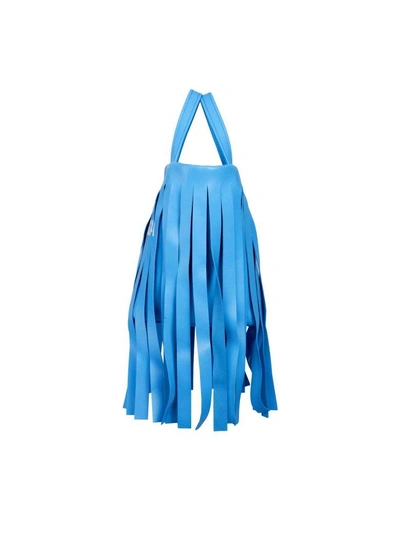 Shop Balenciaga Laundry Cabas Xs Tote In Bleu Turquoise L Blanc