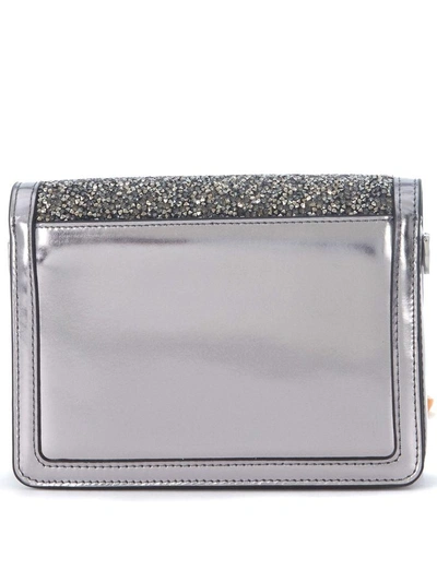 Shop Michael Kors Pochette  Jade Pewter Leather With Micro Stones In Argento