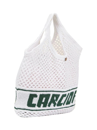 Shop Dolce & Gabbana Open Weave Tote In Bianco Verde