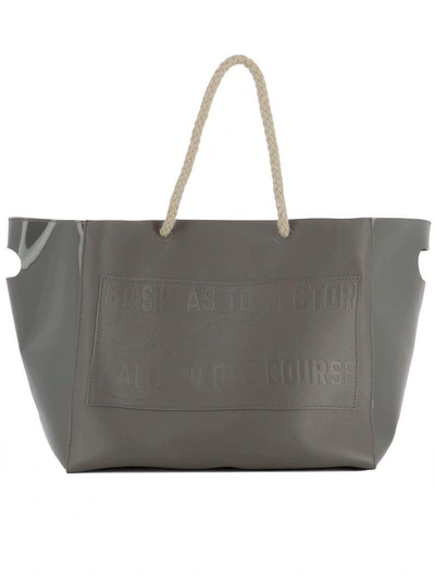 Shop Sacai Grey Leather Handle Bag