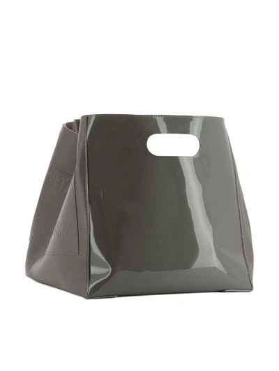 Shop Sacai Grey Leather Handle Bag