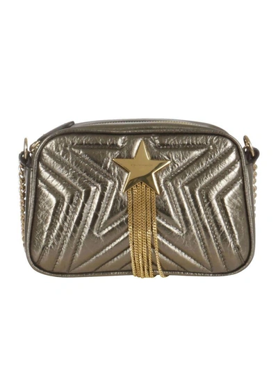 Shop Stella Mccartney Mini Metallic Star Patch Shoulder Bag In Kaki