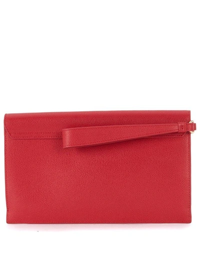 Shop Furla Metropolis Envelope Red Leather Pochette In Rosso