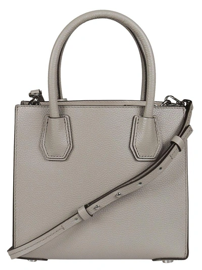 Shop Michael Kors Medium Mercer Shoulder Bag In Pearl Grey