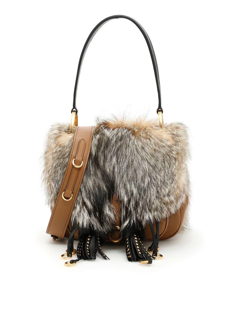 Prada Corsaire Bag With Fur In Naturale 
