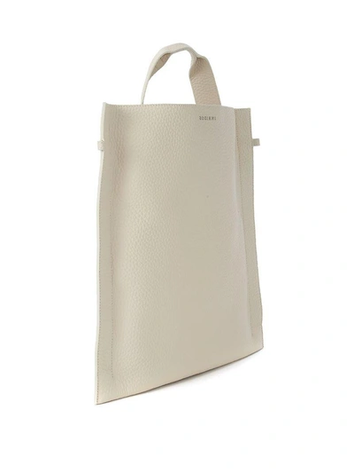 Shop Orciani Avory Tumbled Leather Bag In Bianco