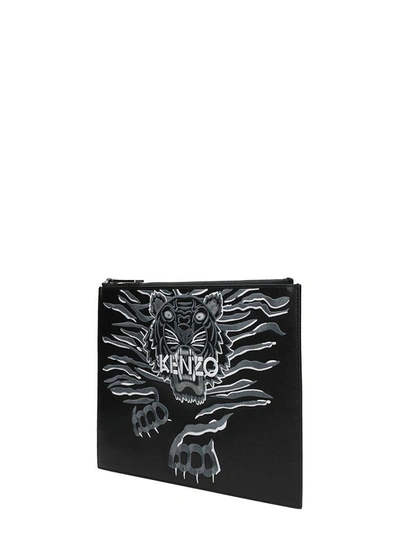 Shop Kenzo Tiger Big Clutch In Black