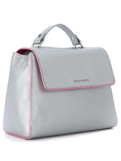 Shop Orciani Silver And Fuchsia Leather Handbag In Argento