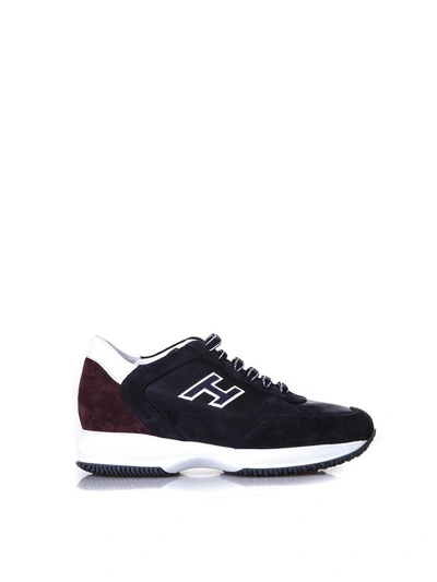 Shop Hogan New Interactive Blu Suede & Nylon Sneakers In Black