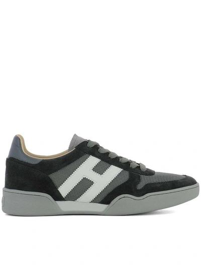 Shop Hogan Grey Suede Sneakers