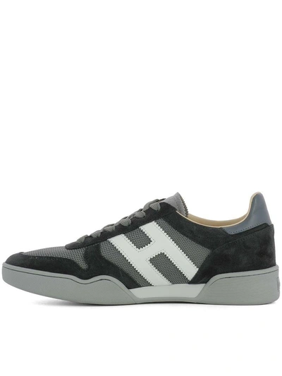 Shop Hogan Grey Suede Sneakers