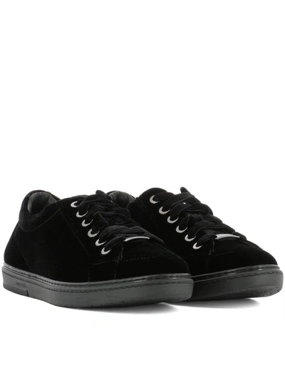 Shop Jimmy Choo Black Velvet Sneakers