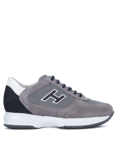 Shop Hogan Interactive Grey Suede Sneaker In Grigio