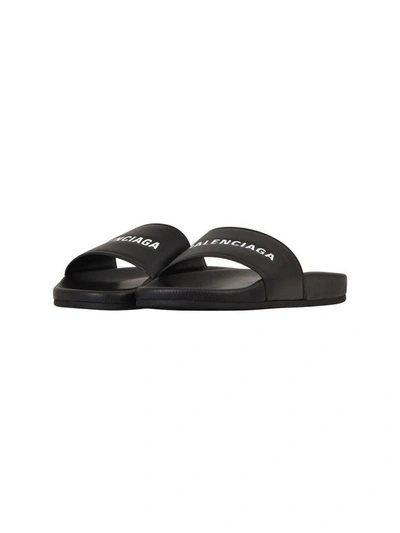 Shop Balenciaga Logoed Sandals Black