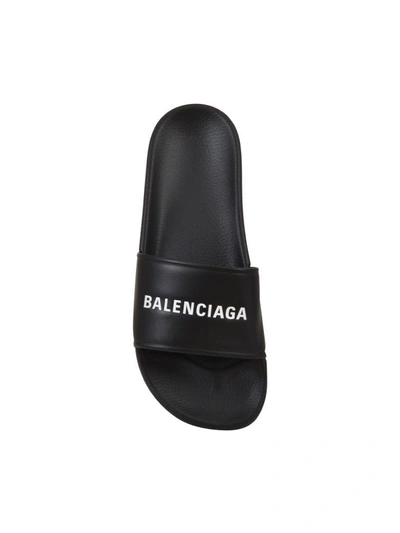 Shop Balenciaga Logoed Sandals Black