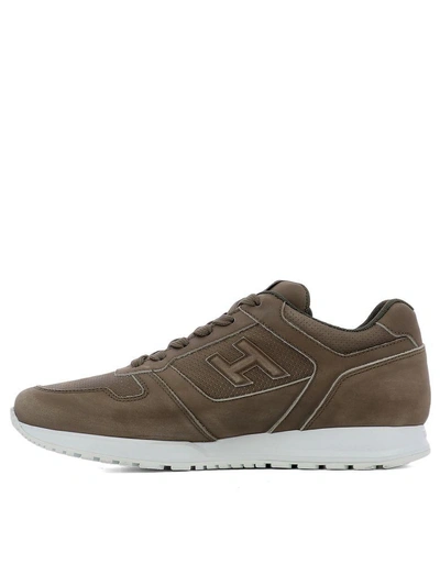 Shop Hogan Brown Leather Sneakers