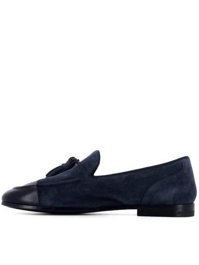 Shop Alberto Fasciani Blue Suede Loafers