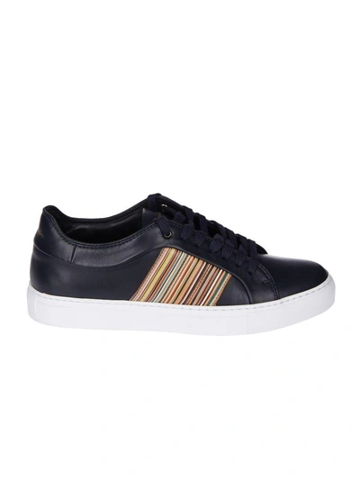 Shop Paul Smith Striped Side Sneakers In Blue