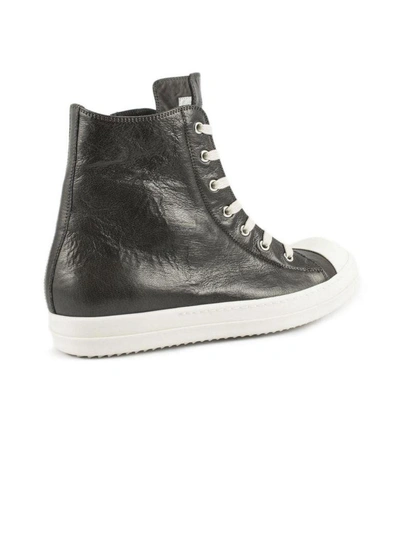 Shop Rick Owens Green Calf Leather Sneakers In Verde