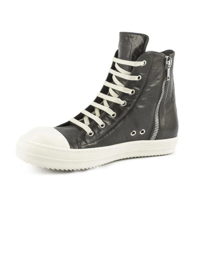 Shop Rick Owens Green Calf Leather Sneakers In Verde