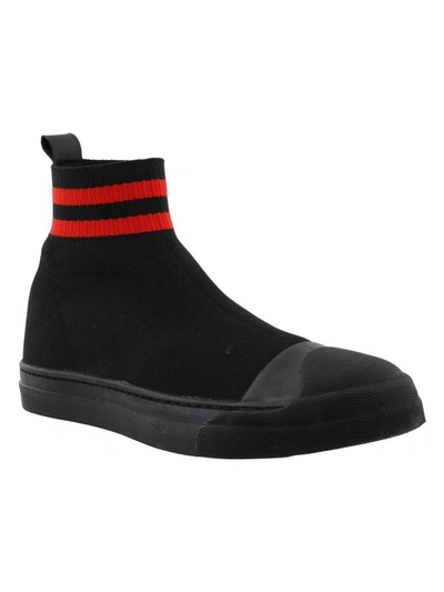 Shop Neil Barrett Skater Boot Sneakers In Black-red