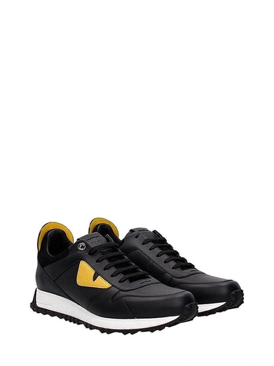 Shop Fendi Black And Yellow Bag Bugs Sneakers In Ne+g.+gial+ne+n