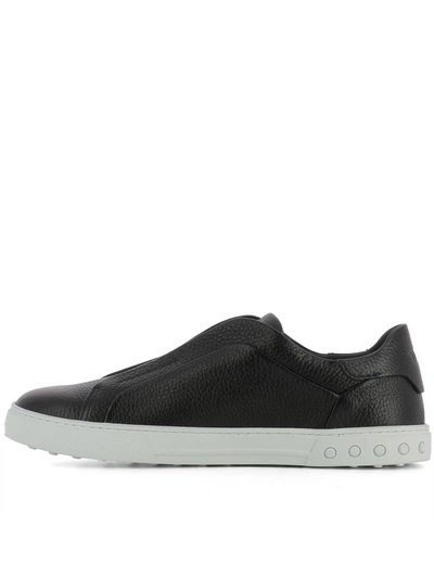 Shop Tod's Black Leather Slip On