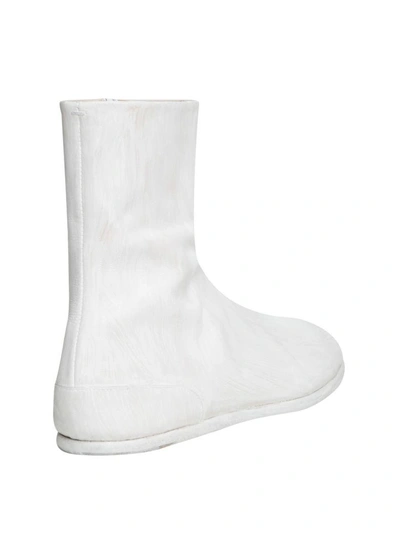 Shop Maison Margiela Painted Tabi Leather Boots In Bianco