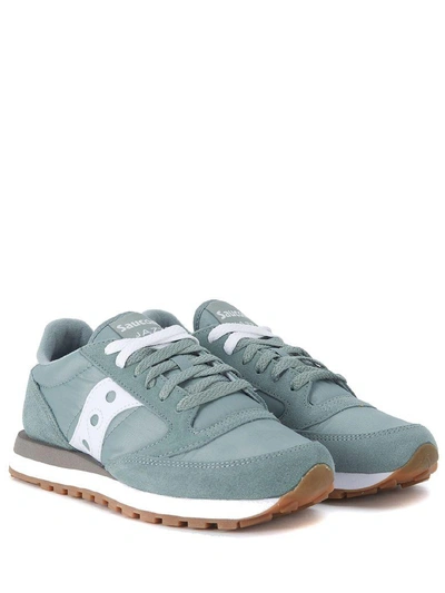 Shop Saucony Jazz Green And White Suede And Nylon Sneaker In Verde