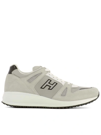 Shop Hogan Beige Fabric Sneakers