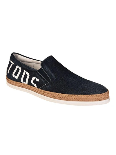 Shop Tod's Denim Slip-on Sneakers