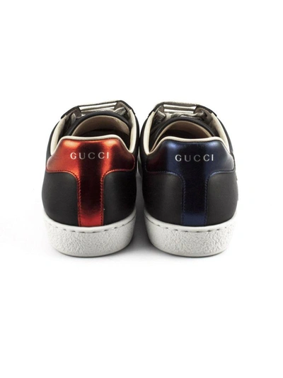 Shop Gucci Ace Low-top Black Leather Sneaker Blind For Love In Nero