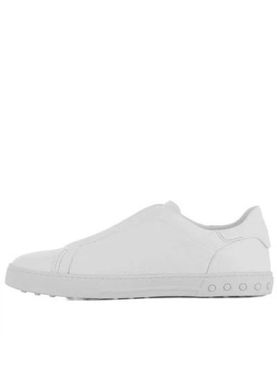 Shop Tod's White Leather Slip On