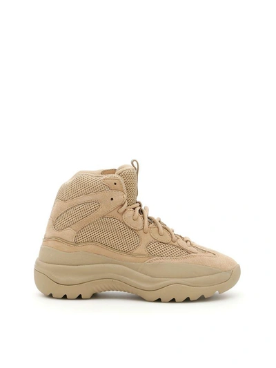 Shop Yeezy Thick Suede Desert Boots In Taupe