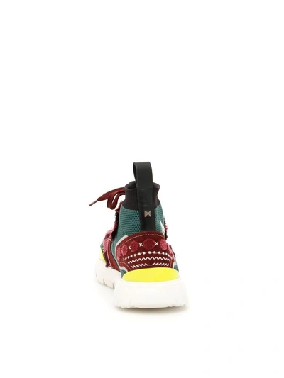 Shop Valentino Heroes Tribe Sneakers In Olive Nero Rub Lipst Giallo (black)