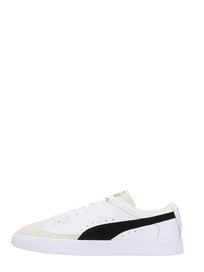 Shop Puma Basket 90680 White Leather Sneakers