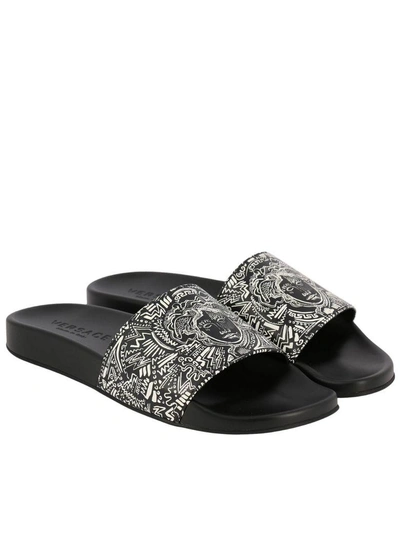 Shop Versace Sandals Shoes Men  In Black