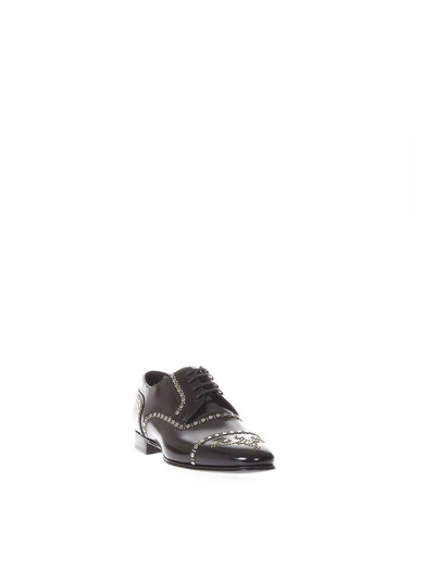 Shop Dolce & Gabbana Studded Black Leather Lace-up Shoes