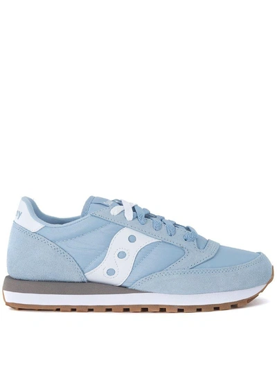 Shop Saucony Jazz Light Blue And White Suede And Nylon Sneaker In Azzurro